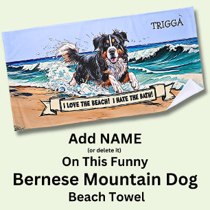 Toalla De Playa Añadir nombre, Perro de Montaña de Bernese que apl