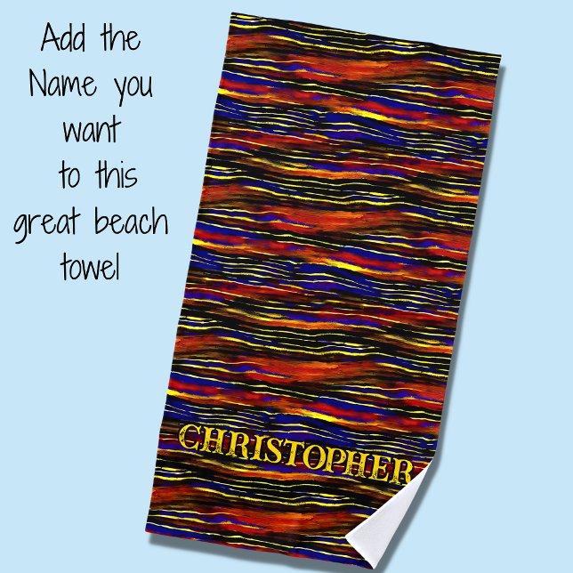 Toalla De Playa Añadir nombre, South West Hombre Tribal Stripe Bea (Subido por el creador)
