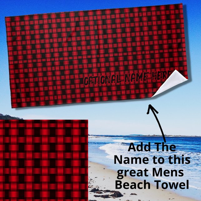 Toalla De Playa Añadir nombre, textura roja trenzada negra (Subido por el creador)