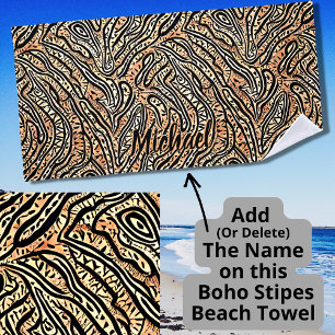 Toalla De Playa Añadir nombre, Tribal Boho Crocodile Black en Brow