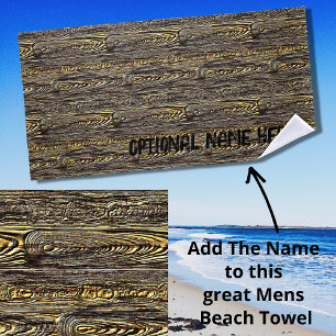 Toalla De Playa Añadir nombre, vieja textura de corteza de madera 