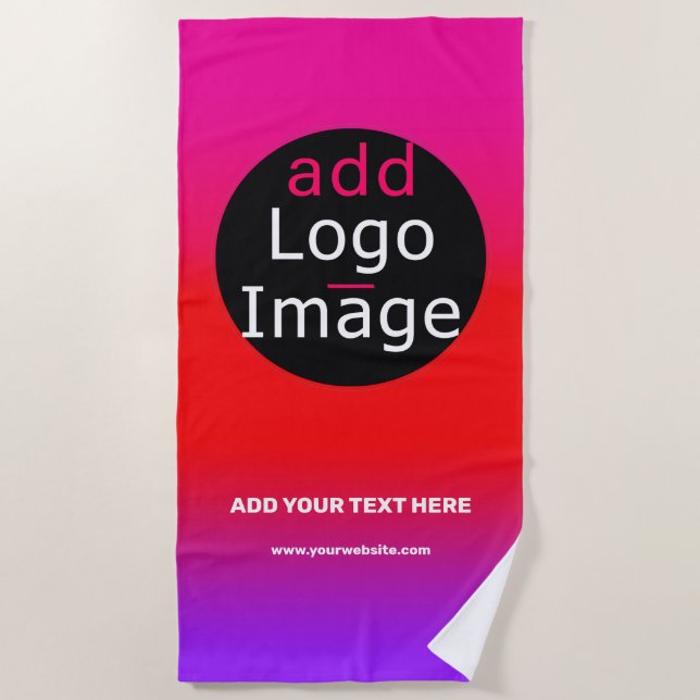Toalla De Playa Añadir su logotipo Personalizable Business Magenta (Anverso)