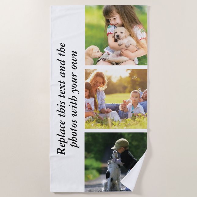 Toalla De Playa Añadir su propio texto y fotos (Anverso)