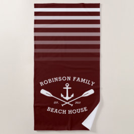 Toalla De Playa Anchor Oars Family Name Beach House Red