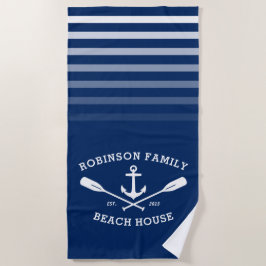 Toalla De Playa Anchor Oars Nombre de la familia Beach House Marin