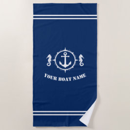 Toalla De Playa Ancla de caballito de mar con nombre de barco en a