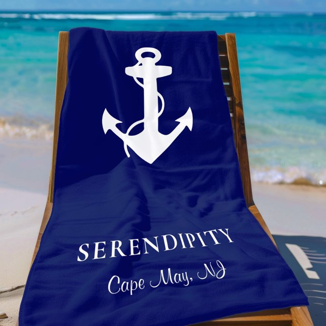 Toalla De Playa Anclaje de barco Azul marino personalizado (Subido por el creador)