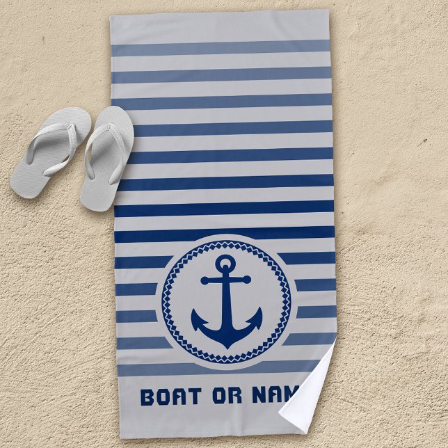 Toalla De Playa Anclaje náutico Su nombre o Bote Azul y Gris (Subido por el creador)