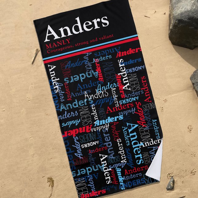 Toalla De Playa Anders nombre personalizado que significa azul roj (Subido por el creador)