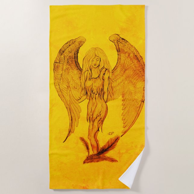 Toalla De Playa Ángel al estilo tatuaje (Anverso)