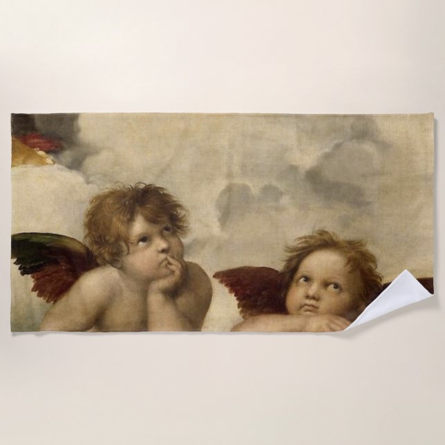 Toalla De Playa Angels Cherubs Raphael Santi Sistine Madonna Sweet (Anverso)