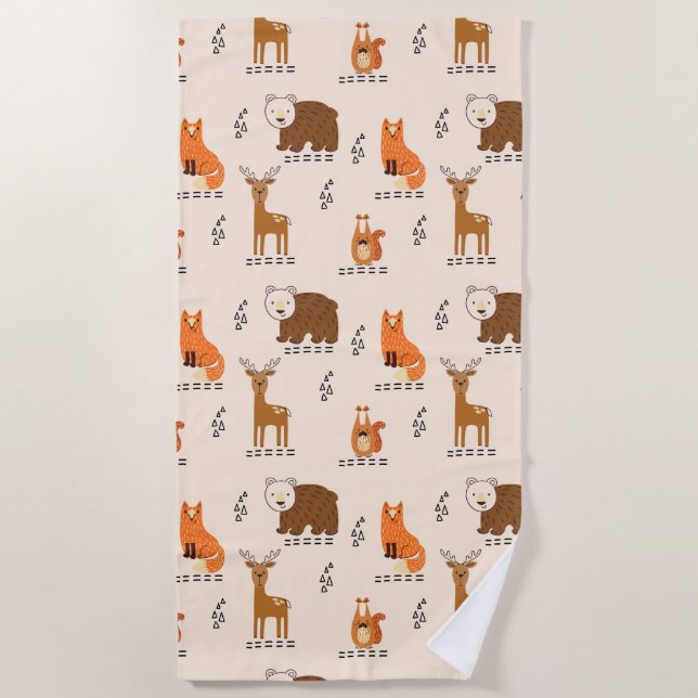 Toalla De Playa Animales Cute Woodland (Anverso)