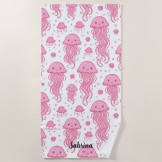 Toalla De Playa Anime Pink Jellyfish Personalizado