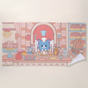Toalla De Playa Anime Tom, Jerry y Tuffy Bakery