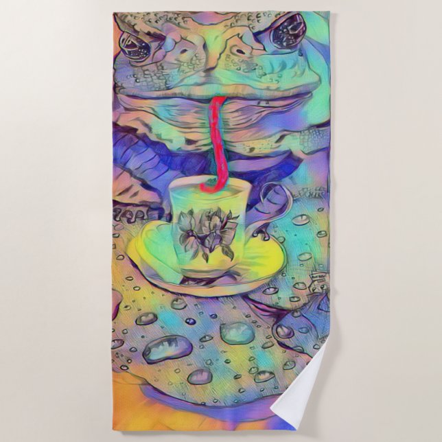 Toalla De Playa Anne Marie Toad 🐸 Y Té 🫖 (Anverso)