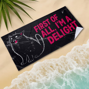 Toalla De Playa Ante todo soy un delicioso gato negro rugiente