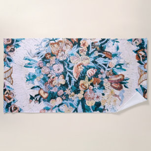 Toalla De Playa Antiguo Roma Elegante Mezquita Floral Azul