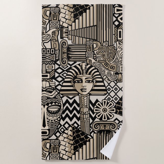 Toalla De Playa Antiguos Símbolos Históricos Estilo Tatuaje (Anverso)