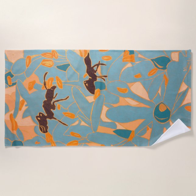 Toalla De Playa Ants with Blue flowers Autralian Flora (Anverso)