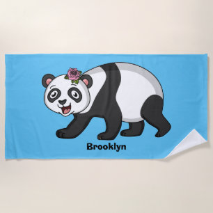 Toalla De Playa Aoso panda alegre y lindo con personalizado de flo