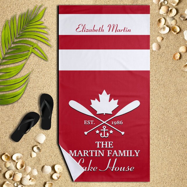 Toalla De Playa Apellido | Personalizado canadiense de hojas de ar (Subido por el creador)