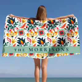 Toalla De Playa Apellido personalizado del Personalizado de patron