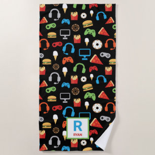 Toalla De Playa Aperitivos para juegos de video personalizados par