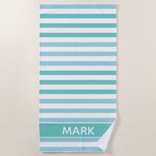 Toalla De Playa Aqua Blue Green Y White Strike Personalizado