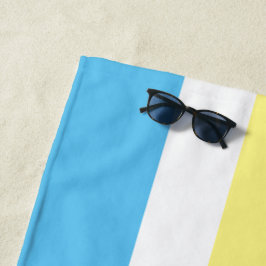 Toalla De Playa Aqua Blue Yellow White Cabana Stripe