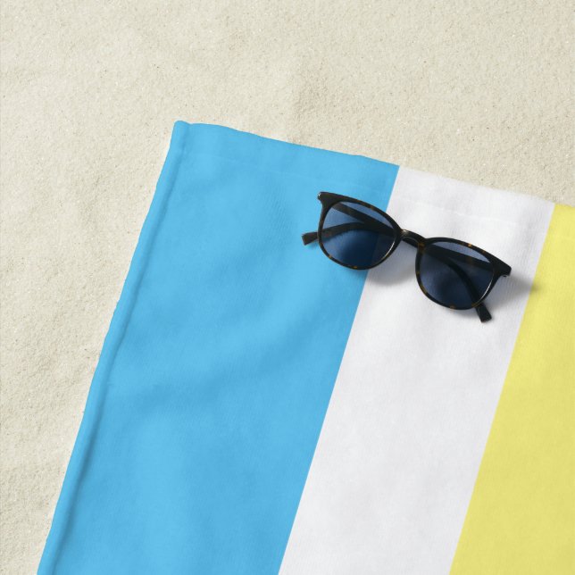 Toalla De Playa Aqua Blue Yellow White Cabana Stripe (In situ)