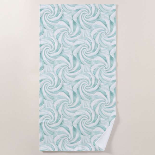 Toalla De Playa Aqua Mint White Swirls (Anverso)