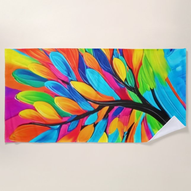 Toalla De Playa Árbol colorido de sueños (Anverso)