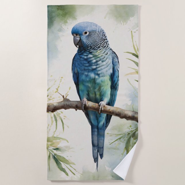 Toalla De Playa Árbol de eucalipto azul acuarela (Anverso)