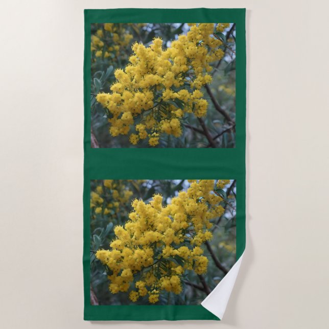 Toalla De Playa Árbol de Wattle amarillo australiano, (Anverso)