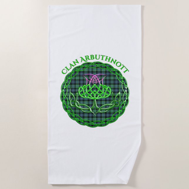 Toalla De Playa Arbuthnott Scottish Tartán Celtic Thistle (Anverso)