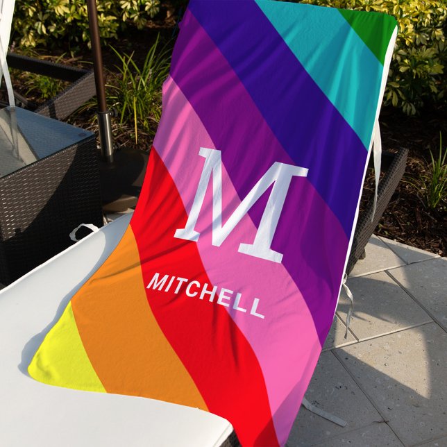 Toalla De Playa Arcoiris 8 Stripe Gay Prige Personalizado Monogram (Subido por el creador)