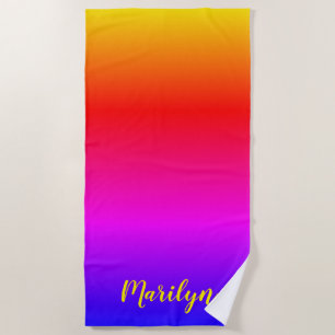 Toalla De Playa Arcoíris Brillante Ombré Personalizado