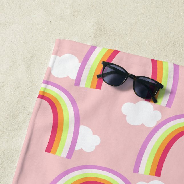 Toalla De Playa Arcoíris con Nube Rosa (In situ)