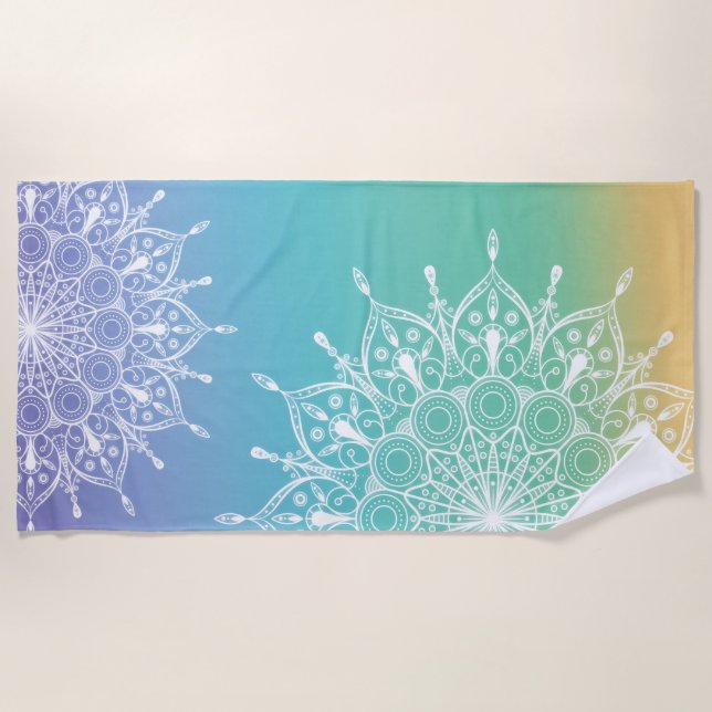 Toalla De Playa Arcoiris de Mandala (Anverso)