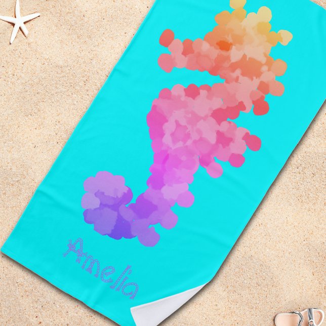 Toalla De Playa Arcoiris Hipomposo de playa personalizado (It's time to get beach ready.)
