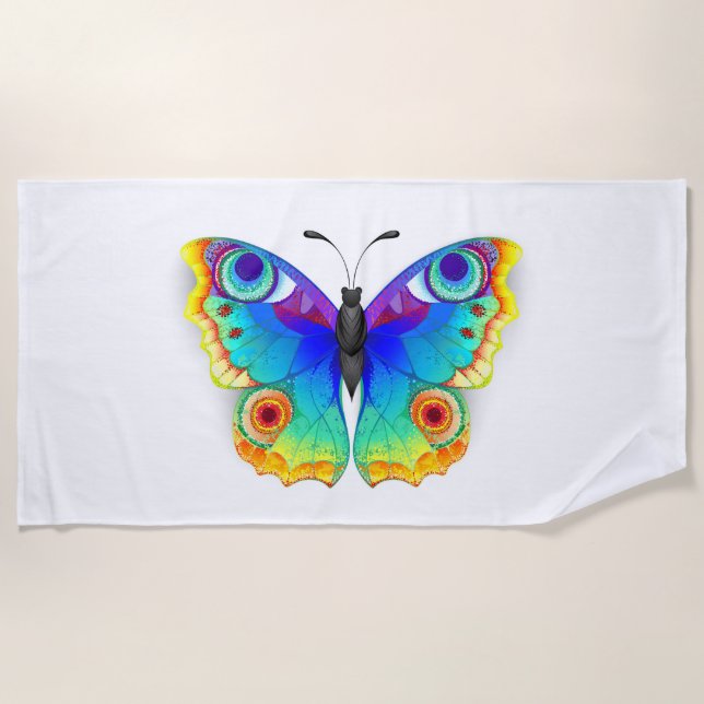 Toalla De Playa Arcoiris mariposa Peacock Eye (Anverso)