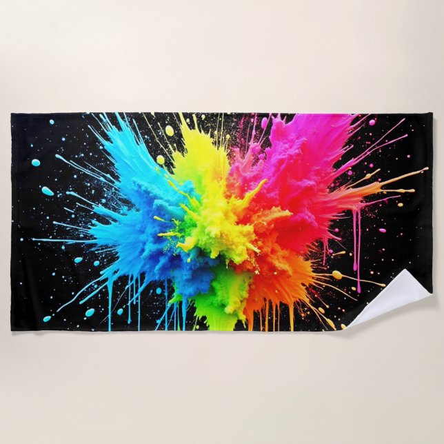 Toalla De Playa Arcoiris Splash Powder Art (Anverso)