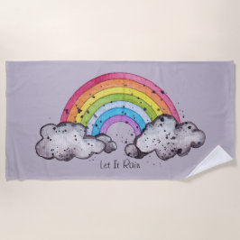 Toalla De Playa Arcoiris Y Nubes De Cuadros