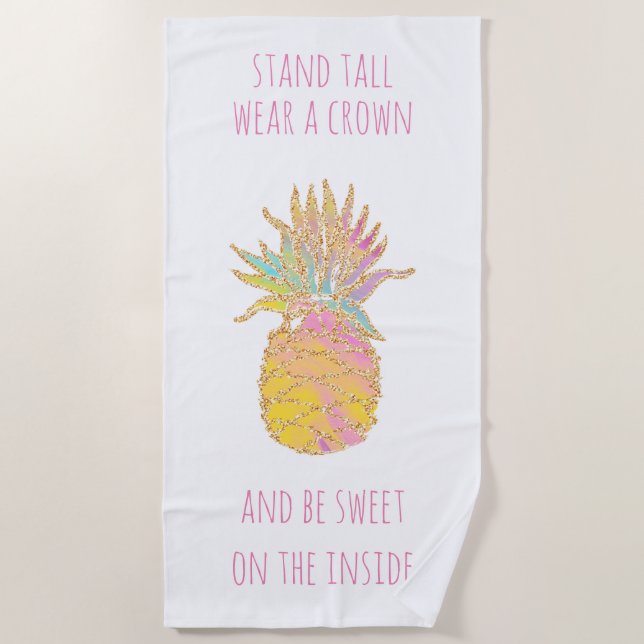 Toalla De Playa Arcoiris y piña de oro son piña (Anverso)