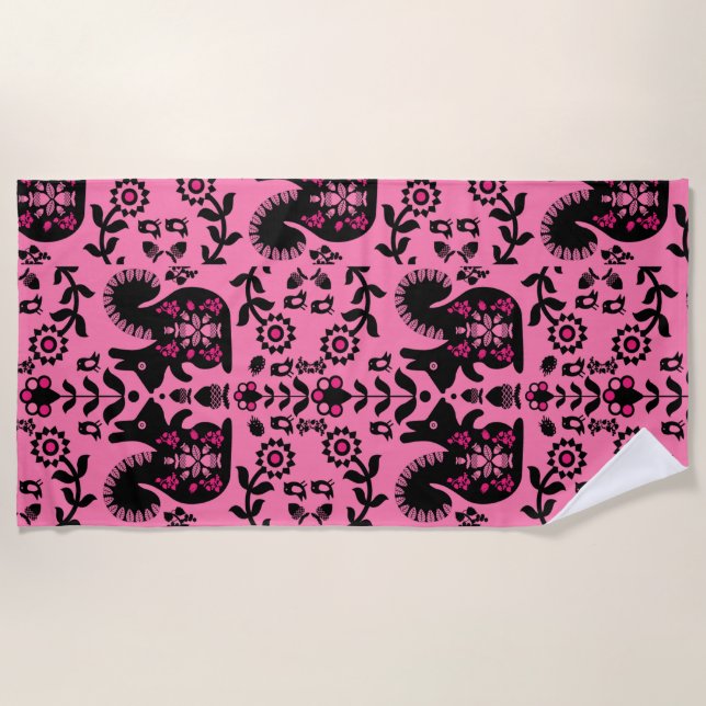 Toalla De Playa Ardilla Escandinavia Nórdica Arte Popular (Anverso)