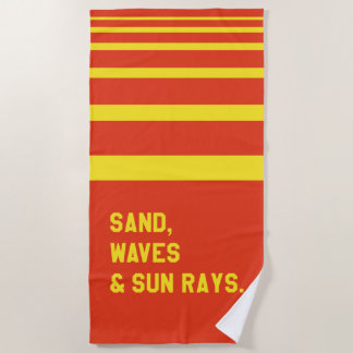 Toalla De Playa Arena, Ondas Y Rayos De Sol