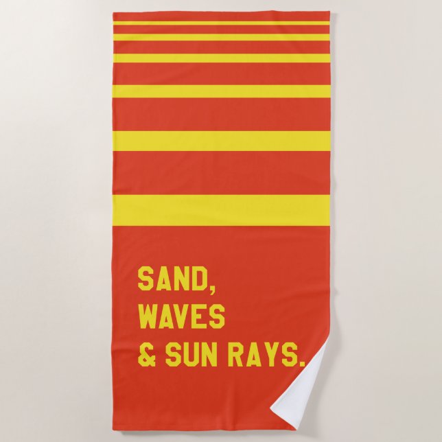 Toalla De Playa Arena, Ondas Y Rayos De Sol (Anverso)