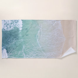 Toalla De Playa Arena y mar de color verde y blanco