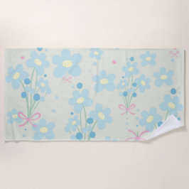 Toalla De Playa Armonía azul y rosa suave