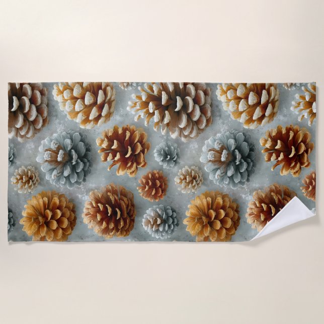 Toalla De Playa Armonía de las pineconas de invierno (Anverso)